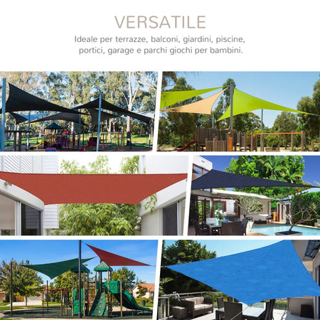 Tenda a Vela Triangolare Parasole in HDPE per Spazi Esterni, 3x3x3 m, Crema Bianco Avorio ZX201-0617ZX2