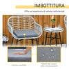 Set Mobili da Giardino in Rattan PE con 2 Sedie e Tavolino con Ripiano in Vetro, Grigio 863-085