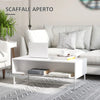Tavolino caffè 100x50x40 Bianco e Marrone ST4839-251ST4 , soggiorno salotto basso nero bianco marrone grgio design moderno sala moderno alto divano camera legno vetro rotondo