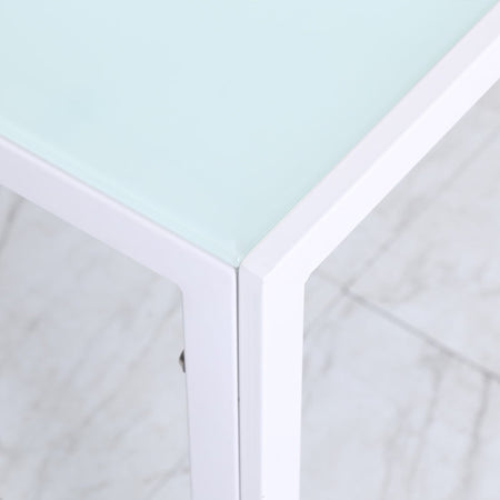 Tavolo Moderno Rettangolare Struttura in Metallo e Piano in Vetro Temperato - Bianco JH3835-479WTJH3