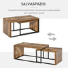 Set 2 x Tavolino Salvaspazio in Stile Industriale Legno MDF e Metallo Marrone e Nero CF9839-082CF9 , soggiorno salotto basso bianco grgio design moderno sala moderno alto divano camera vetro rotondo