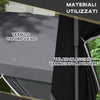 Gazebo 3x3 ad Altezza Regolabile con Fori di Drenaggio e Borsa da Trasporto, in Metallo, Grigio 84C-460V00CG