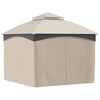 Gazebo da Giardino 3x3m in Acciaio con Doppio Tettuccio e Tende, Beige e Grigio 84C-368V00BG