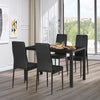 Set 5 Pezzi con 1 Tavolo e 4 Sedie per Cucina o Sala da Pranzo in Finta Pelle, Metallo e Vetro Temperato, Nero TR2835-255BKTR2