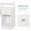 Scrivania per Computer Compatta, Scrivania PC Fisso in Legno Bianco con Ripiano Tastiera Estraibile e Mensole 104x48x95.5cm XN5836-262WTXN5