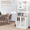 Credenza alta da cucina Moderna in Legno MDF Bianco con 2 Vetrinette 80 x 37 x 183 cm , mobile vetrina multiuso sala da pranzo soggiorno salotto ingresso ufficio studio F835-209A
