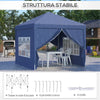 Gazebo da Giardino Pieghevole con Corde e Picchetti Inclusi, 2.95x2.95x2.58 m, Blu 84C-430V00BU