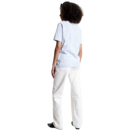 Tommy Hilfiger t-shirt scollo a V celeste logo piccolo WW0WW39781 T-shirt Tommy Hilfiger