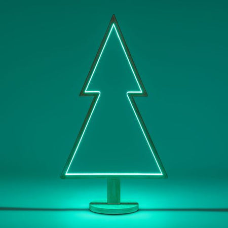 Abete triangolare luminoso con led multicolor e base in legno decorazione natalizia