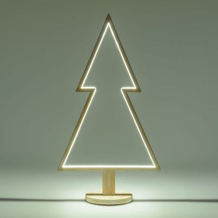 Abete triangolare luminoso con led multicolor e base in legno decorazione natalizia