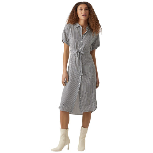 Vero Moda vestito t-shirt a righe bianco blu Bumpy 10279684