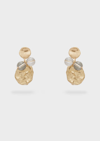 Orecchini pendente oro antc+perle