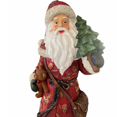 Babbo natale in poli-resina h 38 cm decorazione natalizia rosso statuina