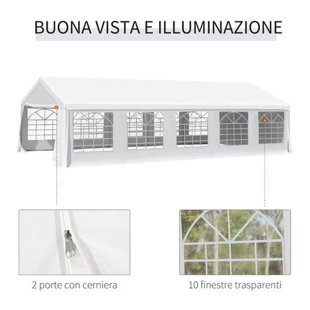 gazebo giardino esterno struttura completa 10x6m per feste sagre eventi cerimonie ristorante pub bar Tendone copertura con Pareti Rimovibili Porte e 6 Finestre armadio Bianco F100110-047WA