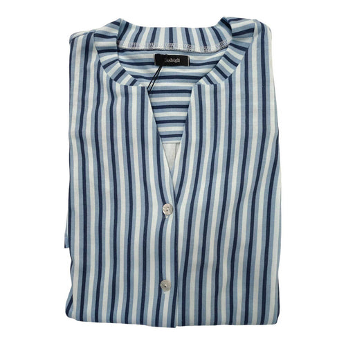 Camicia da notte donna Bisbigli London Style Serie 26, manica lunga, in caldo cotone e modal, Made in Italy