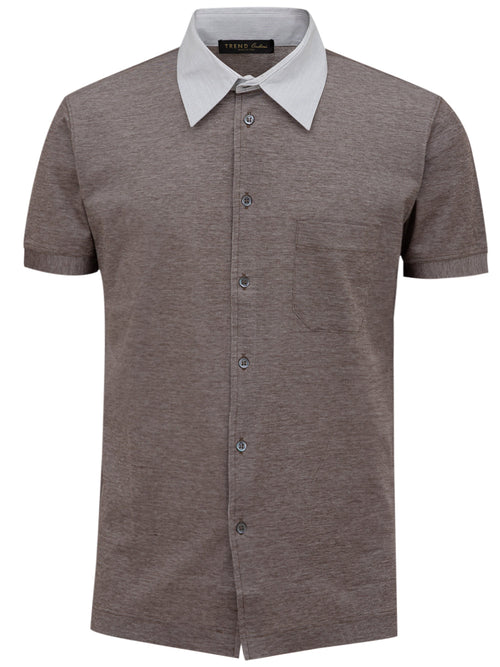 Corneliani Camicia grigio con bottoni e taschino da uomo