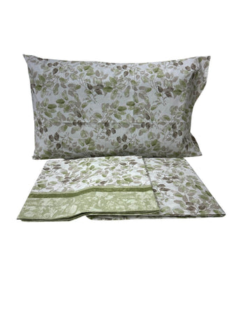 Completo Lenzuola Fiori Matrimoniale in Cotone Made in Italy