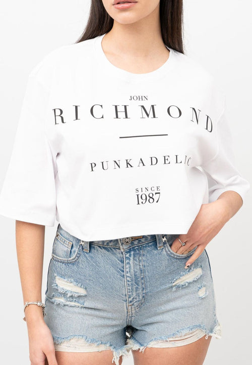 John Richmond T-SHIRT T-SHIRT (CROPPED OVER) da donna
