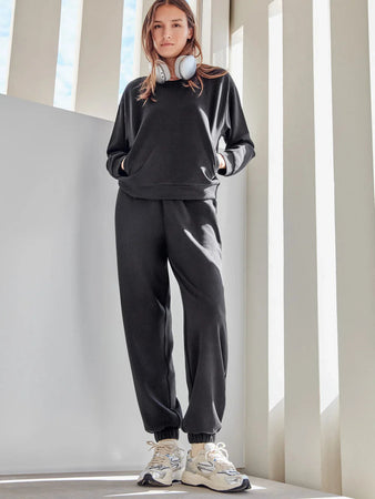 Pigiama Tuta Donna Autunno/Inverno Gisela 2/70004TB – Felpa Crop e Pantalone Soft Touch Nero