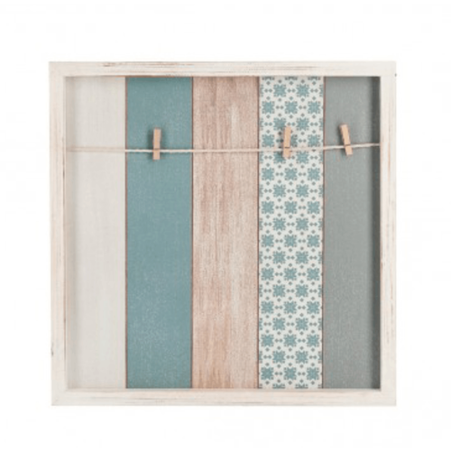 Bacheca memo 40 x 40, struttura in mdf, retro e clip in legno di abete