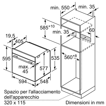 Bosch Serie 8 HBG7721B1 Forno da Incasso 71L Nero Classe A+ Ventilato Pirolitico