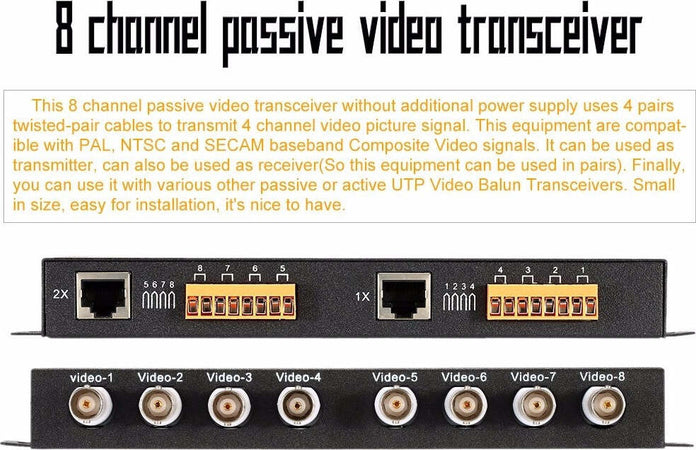 8 CANALI PASSIVO DVR AHD TRASMETTITORE VIDEO BALUN BNC HDCVI UTP RJ45 CAT5  Trade Shop italia - Napoli, Commerciovirtuoso.it