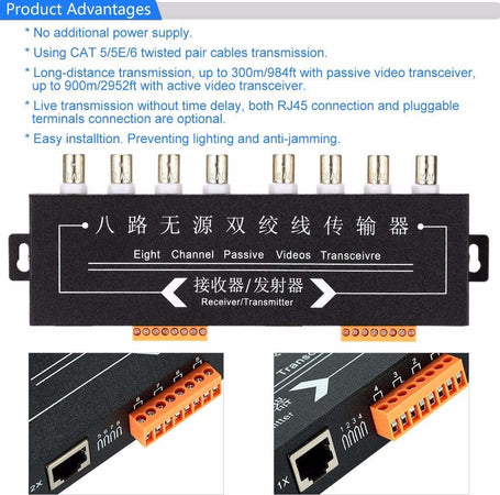 8 CANALI PASSIVO DVR AHD TRASMETTITORE VIDEO BALUN BNC HDCVI UTP RJ45 CAT5  Trade Shop italia - Napoli, Commerciovirtuoso.it