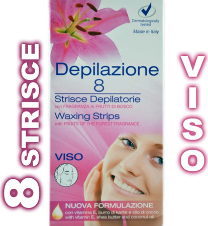 8 STRISCE DEPILATORIE PER VISO PRONTE ALL'USO CERETTA PER DONNA E UOMO UNISEX Salute e cura della persona/Rasatura epilazione e rimozione peli/Epilazione e rimozione peli/Ceretta/Strisce Trade Shop italia - Napoli, Commerciovirtuoso.it