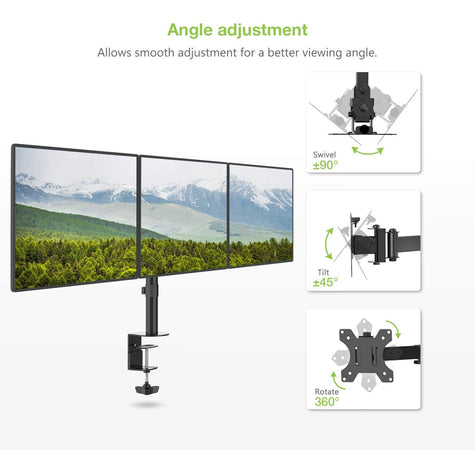 Supporto da scrivania per 3 Monitor 13-24'' con morsetto
