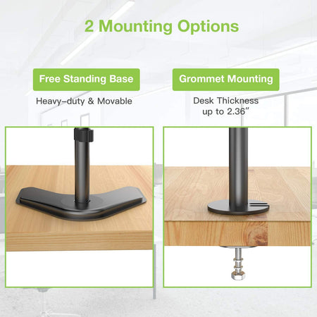 Supporto da Scrivania 2 Monitor 13-27'' Fissaggio con Base o Vite Passante