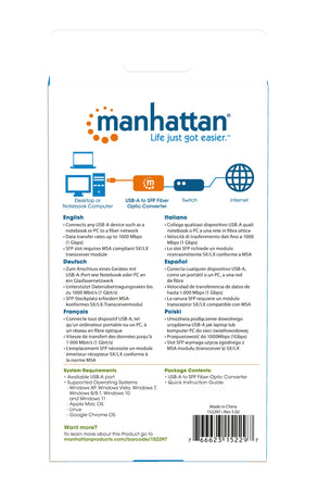 Convertitore USB-A a Fibra Ottica SFP
