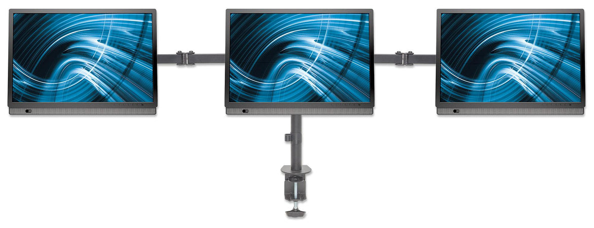 Supporto da Scrivania per 3 Monitor 13-27'' con Morsetto