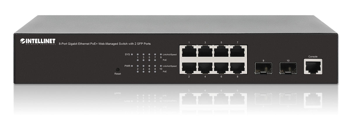 Switch Gigabit Ethernet 8 Porte PoE+ Web-Managed con 2 porte SFP