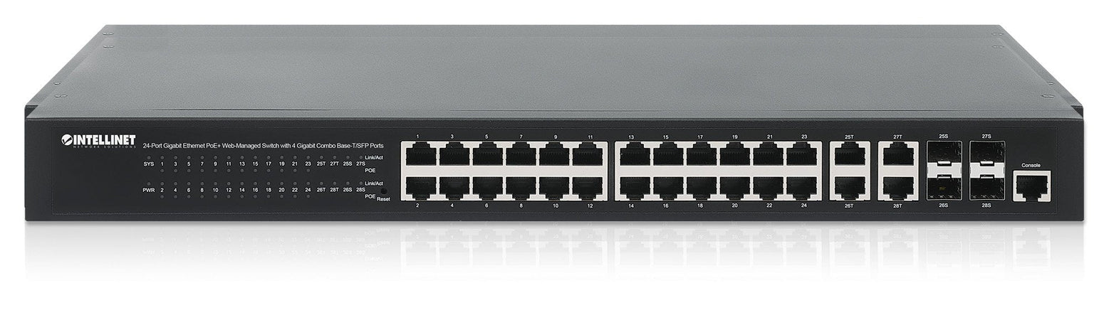 Switch 24p. Gigabit Ethernet PoE+ con 4p. Gigabit Combo Base-T/SFP