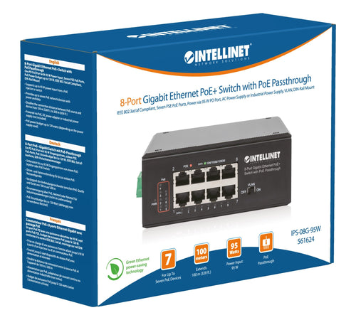 Switch Ethernet Gigabit 8 porte PoE+ con PoE Passante