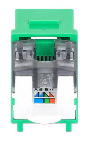 Frutto Keystone Slim Cat.6 per Cavo Rigido con Supporto Punch-Down 25 pz Verde