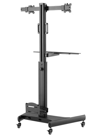 Trolley da Pavimento con Mensola e Porta PC per 2 TV LCD/LED/Plasma 13-32''