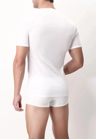 Perofil Maglia Intima da Uomo Girocollo Maniche Corte Filo Scozia V-Neck S32 - Passarelli Biancheria