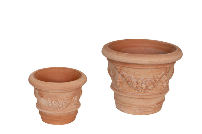 Biscottini Set 2 Vasi Terracotta Galestro Biscottini Fatto a Mano D30x25 D20x17 Made Italy
