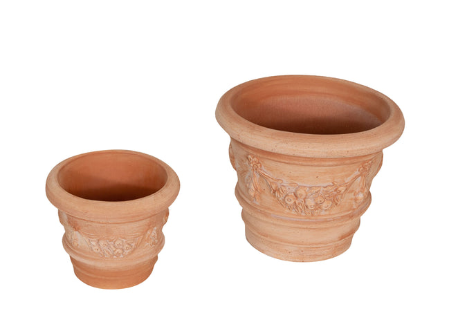 Biscottini Set 2 Vasi Terracotta Galestro Biscottini Fatto a Mano D30x25 D20x17 Made Italy