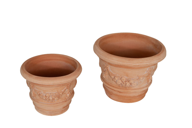 Biscottini Set 2 Vasi Terracotta Toscana Antigeliva Lavorati a Mano Made Italy D40/30