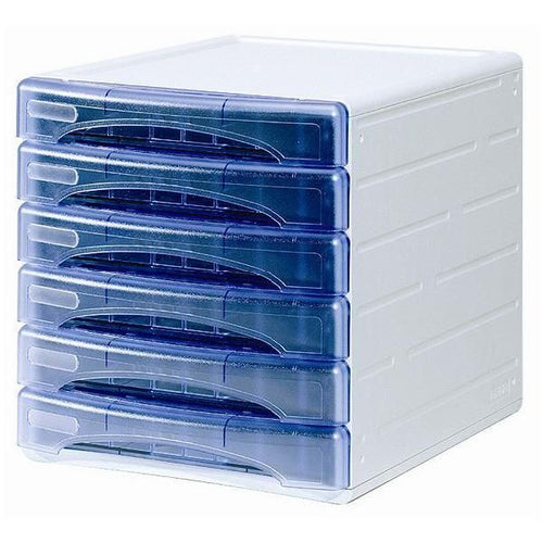 Cassettiera 6 cassetti arda olivia polistirolo antiurto e atossico grigio/azzurro trasparente - tr13g6pbl