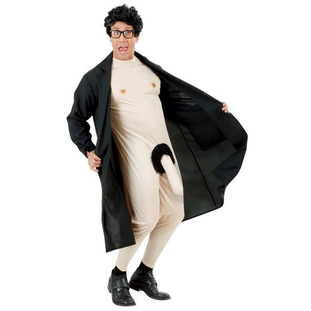 Costume tuta intera e soprabito dell’esibizionista con pisello da travestimento vietato ai minori Tg XL