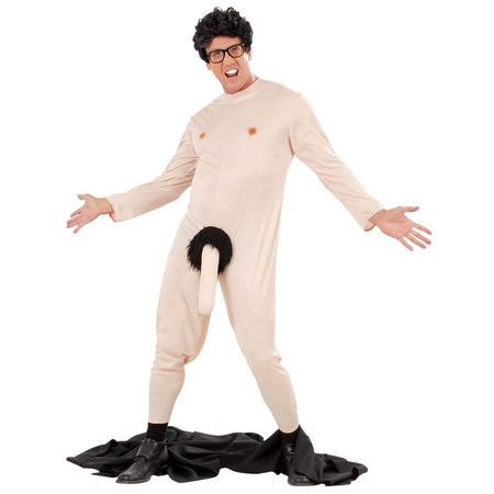 Costume tuta intera e soprabito dell’esibizionista con pisello da travestimento vietato ai minori Tg XL