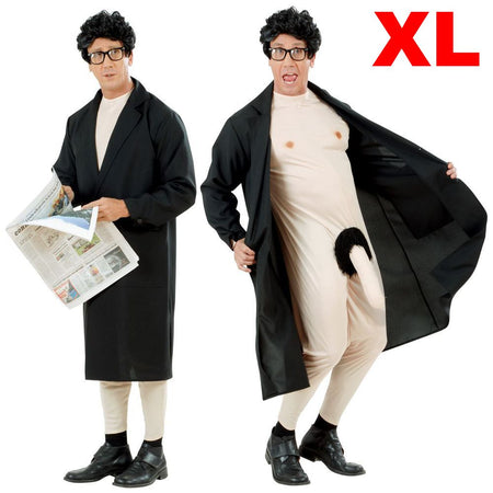 Costume tuta intera e soprabito dell’esibizionista con pisello da travestimento vietato ai minori Tg XL