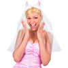 Velo lungo da sposa in tulle bianco con corna rosa da diavolo per la festa hot di addio al nubilato sexy gadget per adulti 18+
