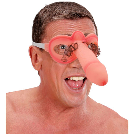 Mascherina con naso pisello e ciuffetti di peli per la festa hot di addio al celibato nubilato sexy gadget per adulti 18+