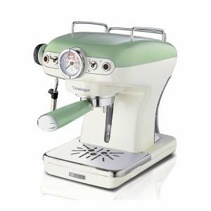 Ariete 1389 macchina da caffè espresso di design - per polvere e cialde ese - filtro 1 e 2 tazze - montalatte - 850 watt - linea vintage - verde - 00M138914AR0