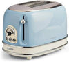Ariete 155 tostapane vintage 2 fette di pane - con pinze - 6 livelli di tostatura - 810 watt- acciaio inox - linea vintage - celeste - ARI155CE