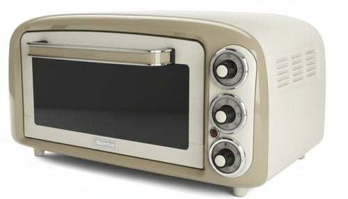 Ariete 979 forno elettrico di design 18 litri - ideale per pizza da 30 cm - doppio vetro - 1380 watt - acciaio inox - linea vintage - beige - ARI979BE